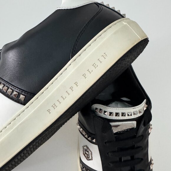 PHILIPP PLEIN Leather Studs Lo-Top sneakers Black, Size 44/ US 11 - Picture 11 of 17
